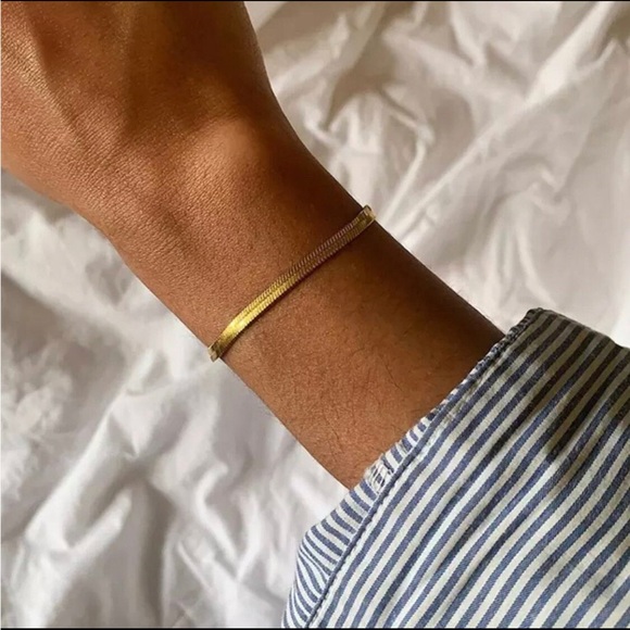 Gold, Silver, and Rose Gold Herringbone Bracelet - Picture 7 of 10